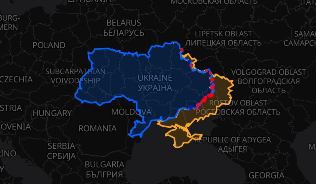 ATP Geopolitics Map in Dark Mode showing the Ukraine War Front Line front line 